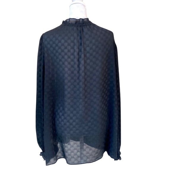 Max Studio Women's Long Sleeve Sheer Jacquard Shine Polka Dot Blouse Size XL - Picture 8 of 16
